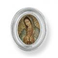  O.L. OF GUADALUPE GOLD STAMPED PRINT IN OVAL SILVER LEAF FRAME 